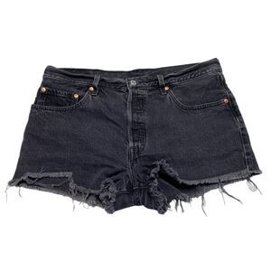 Levi’s 501 Black Cut-Off Raw Hem Shorts Festival Sz 32